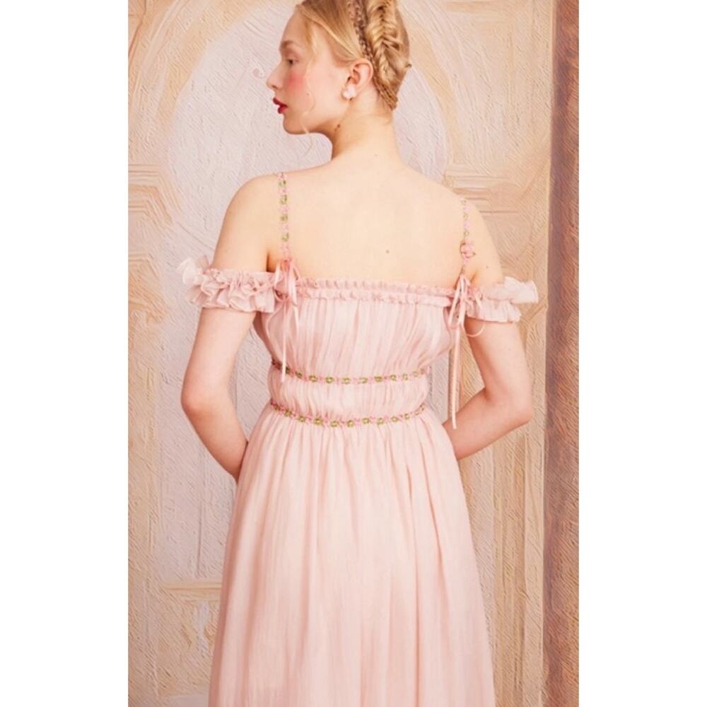 LaceMade Pink Aurora Corset Dress Size XS Princess Cottagecore Romantic Lace - Picture 3 of 11